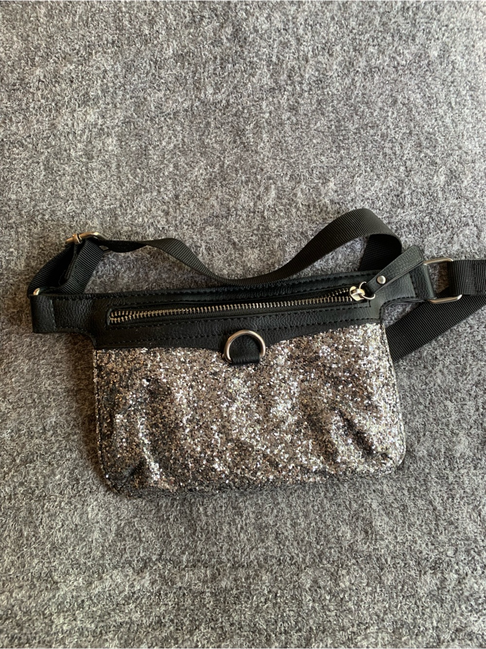 Sequin Front Black Crossbody Belt Bag EDC EDM Festival